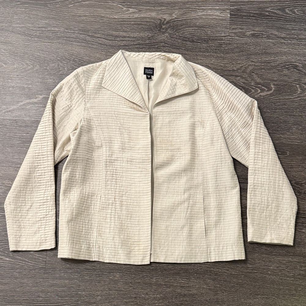 Eileen Fisher Silk Ripple Textured Open Front Women's Jacket